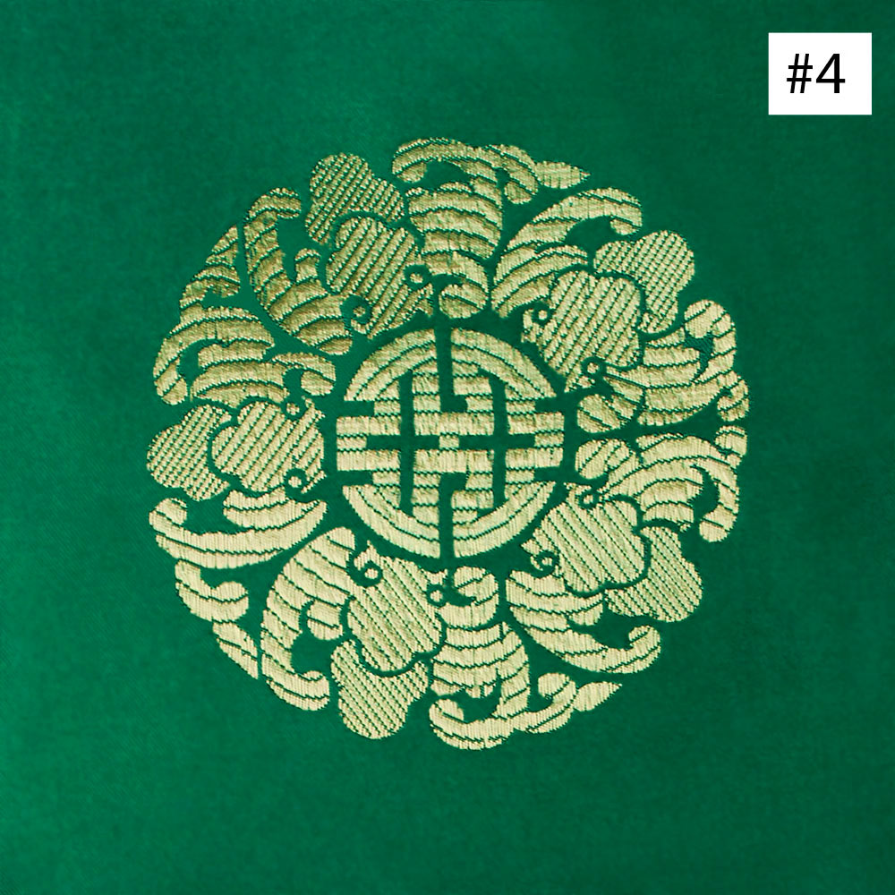 Chinese Longevity Symbol Design Green Silk Fabric (#04)