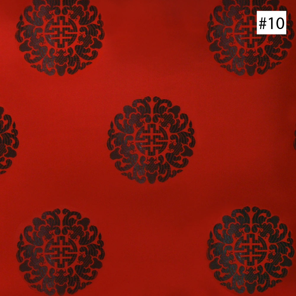 Chinese Longevity Symbol Design Red Silk Fabric (#10)