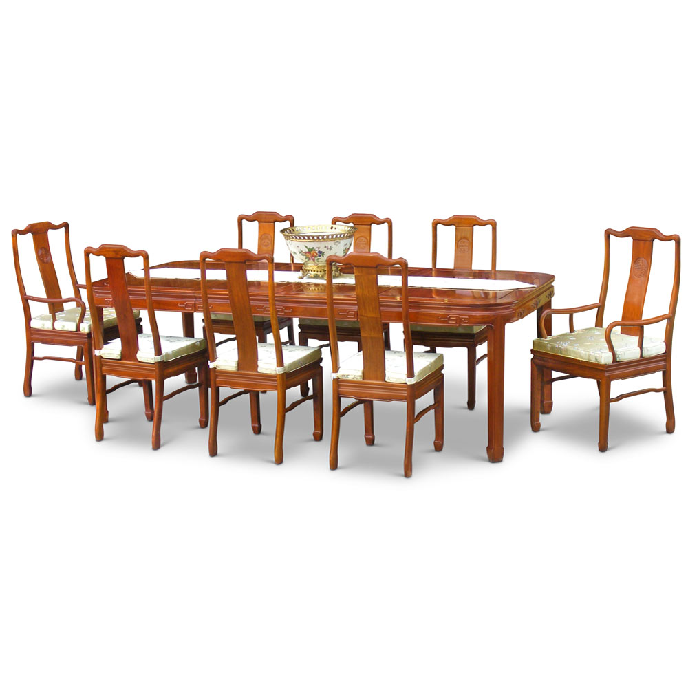 Natural Finish Rosewood Longevity Rectangle Dining Set with Chairs - with FREE Inside Delivery