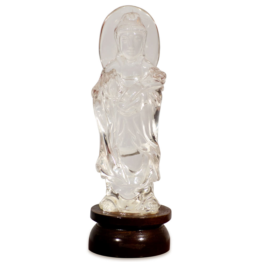 Clear Quartz Standing Buddha with Stand