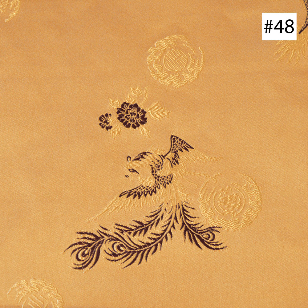 Prosperity Dragon & Phoenix Design  Gold Silk Fabric (#48)