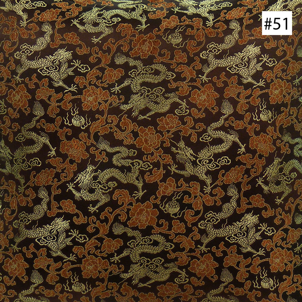 Dragon Design Brown Silk Fabric (#51)