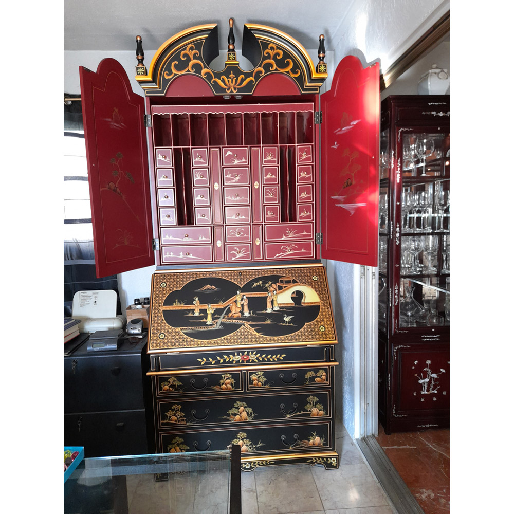 chinese chinoiserie french secretaire desk open