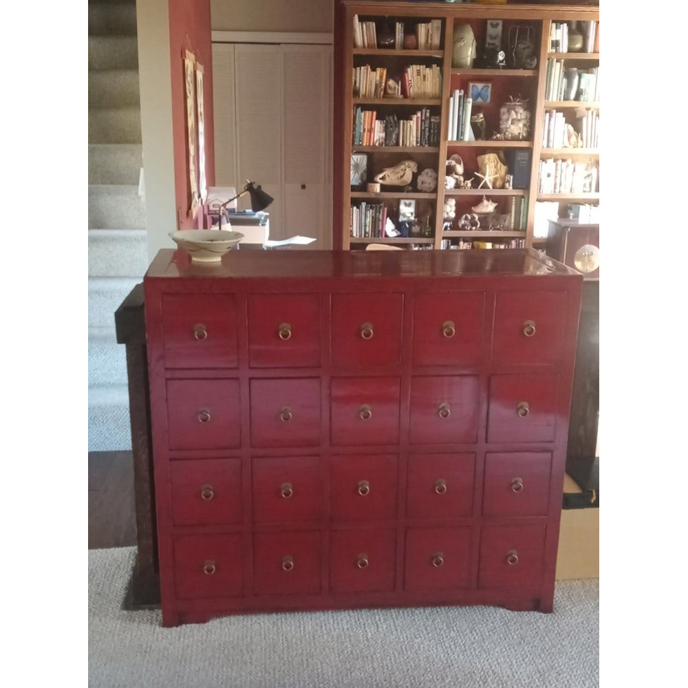 Customer's Asian furnishing red apothecary chest