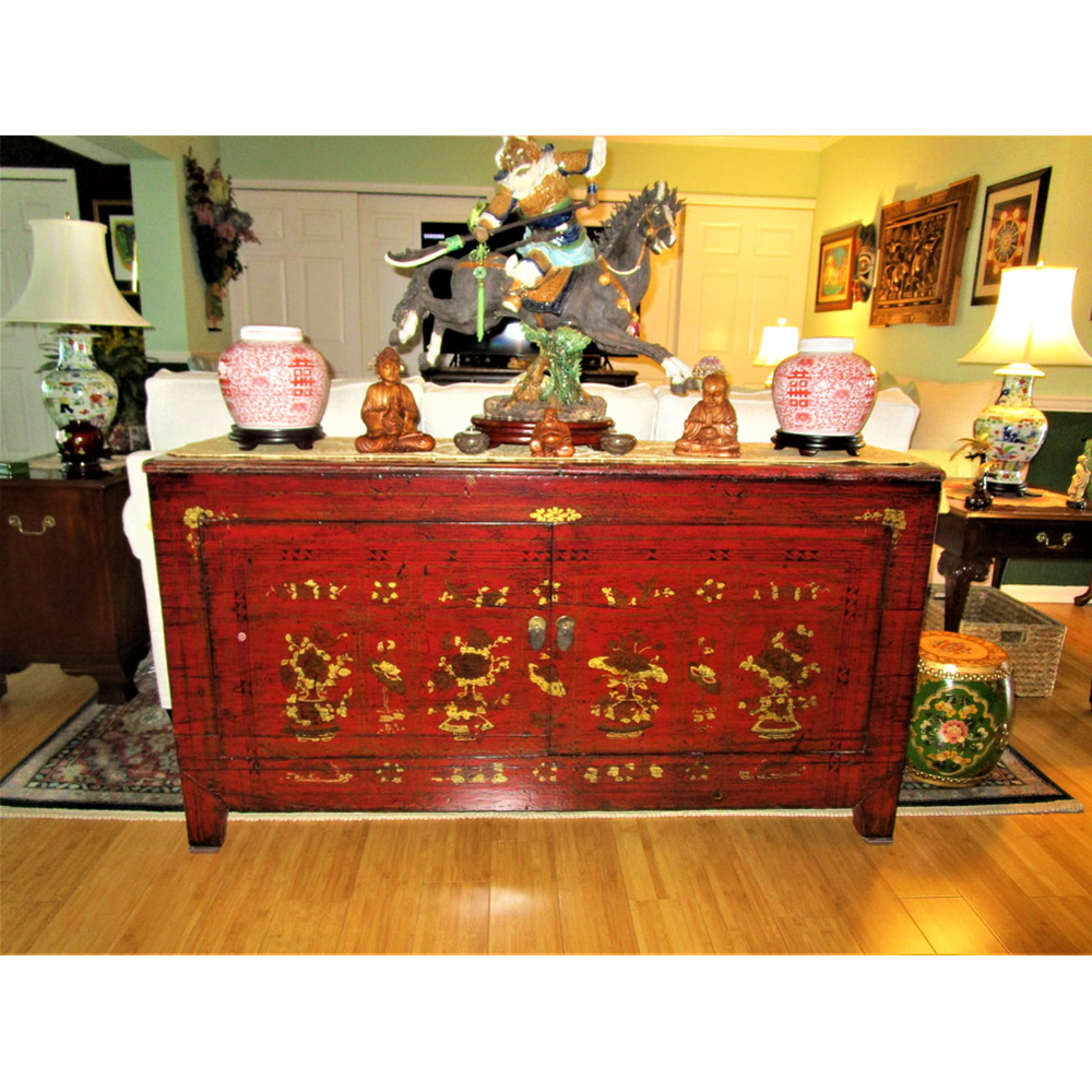 Asian furnishing elmwood cabinet
