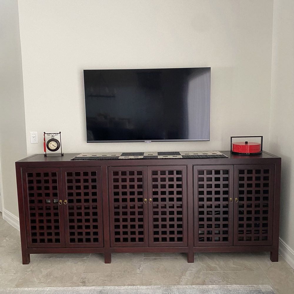 Customer's Asian furnishing red elmwood medica cabinet
