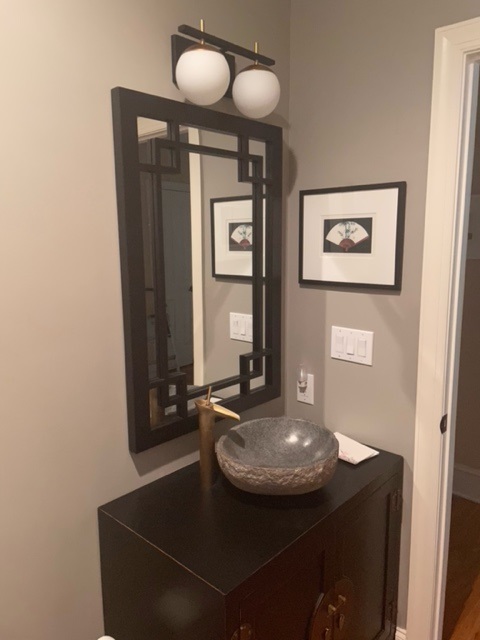 Customer's Asian furnishing black ming vanity cabinet with mirror