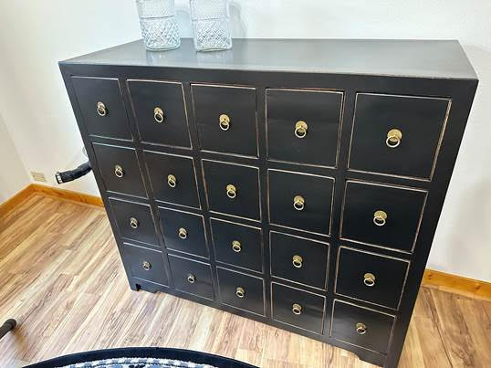 Customer's Chinese furnishing 60381 black elmwood chest of drawers