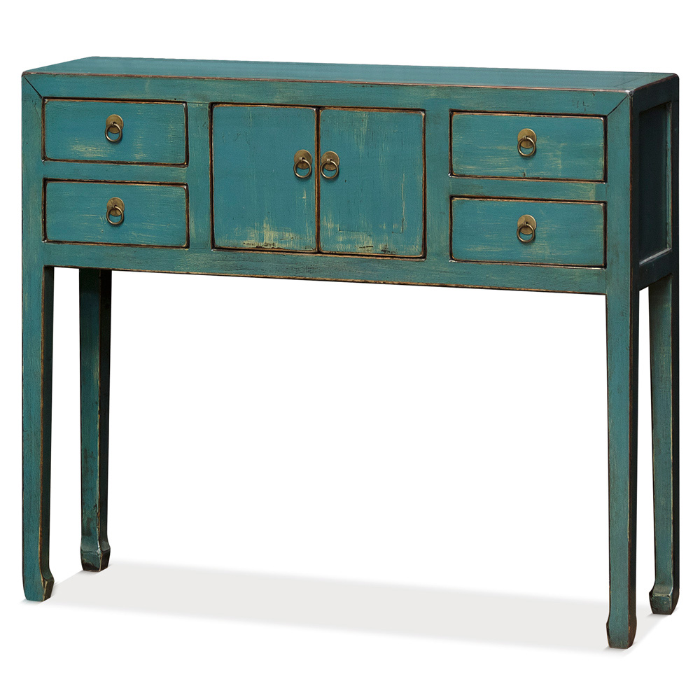 Chinese Blue Distressed Console Table