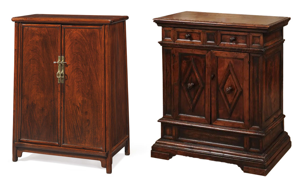 Chinese Qing and Italian Baroque Cabinets