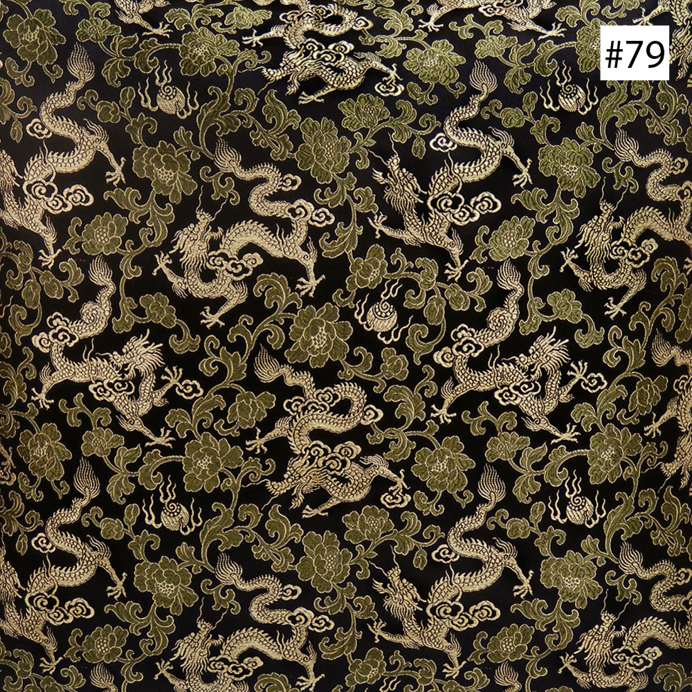 Dragon Design Black Silk Fabric (#79)