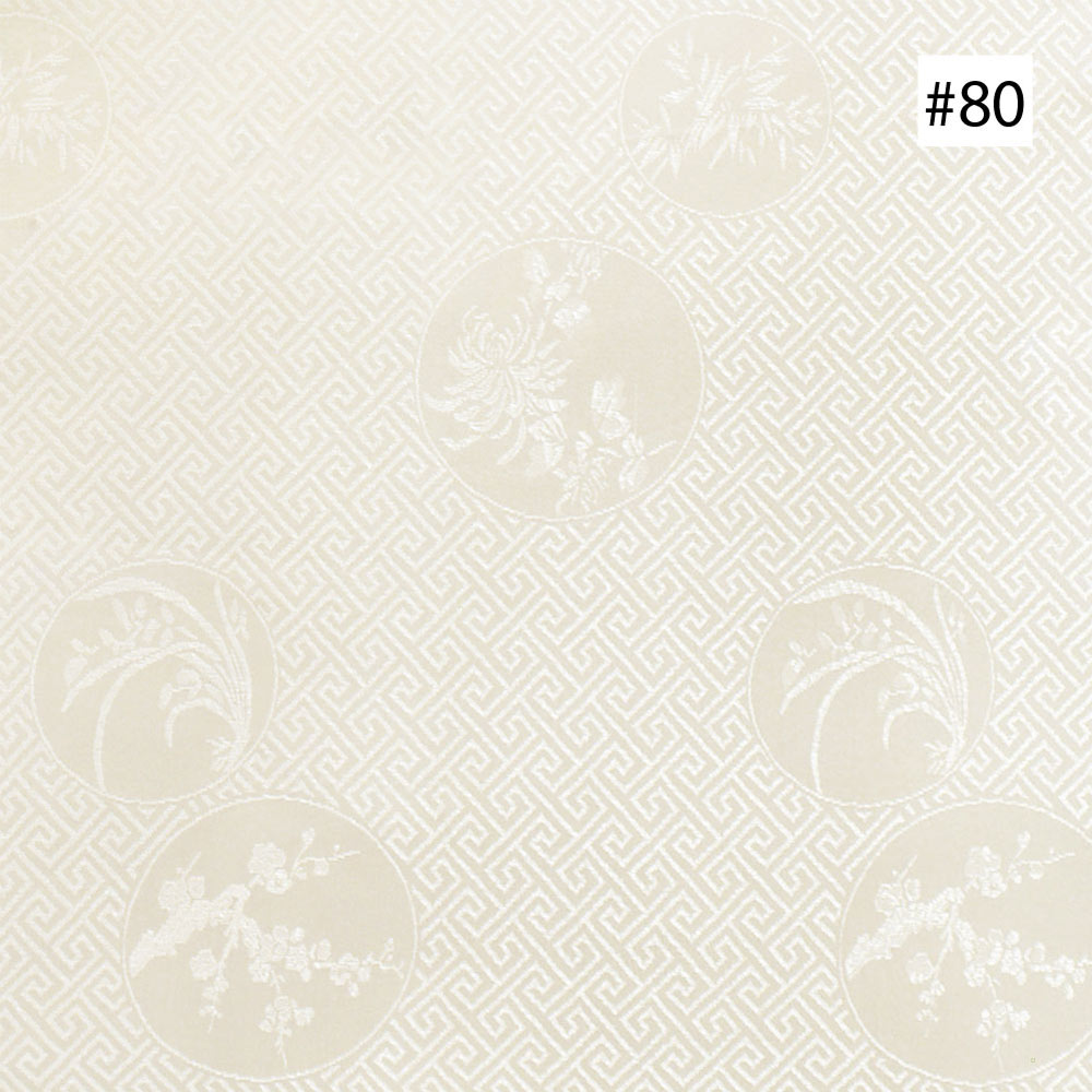 Four-Season Flower Design White Silk Fabric (#80)