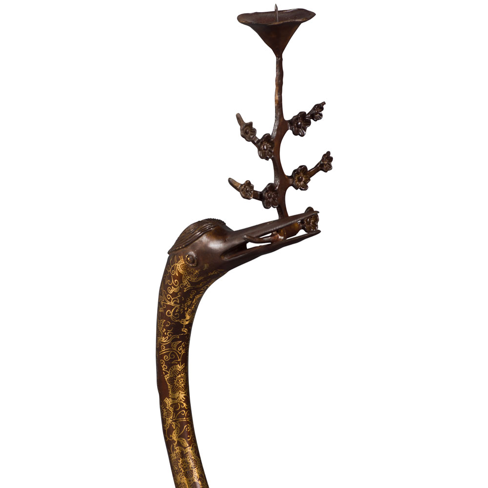 47 Inch Hand Forged Bronze Longevity Pair of Cranes