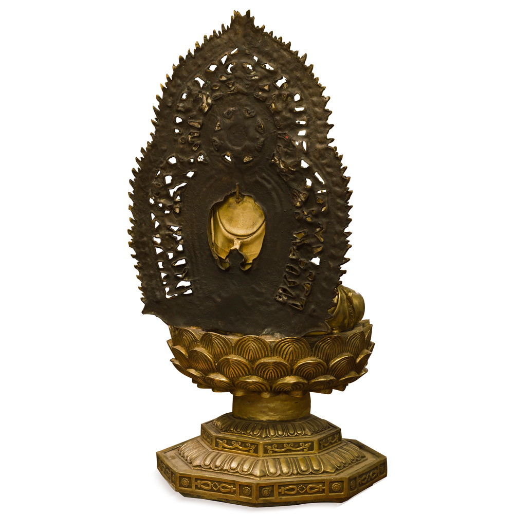 Bronze Guanyin Asian Statue with Willow Branch