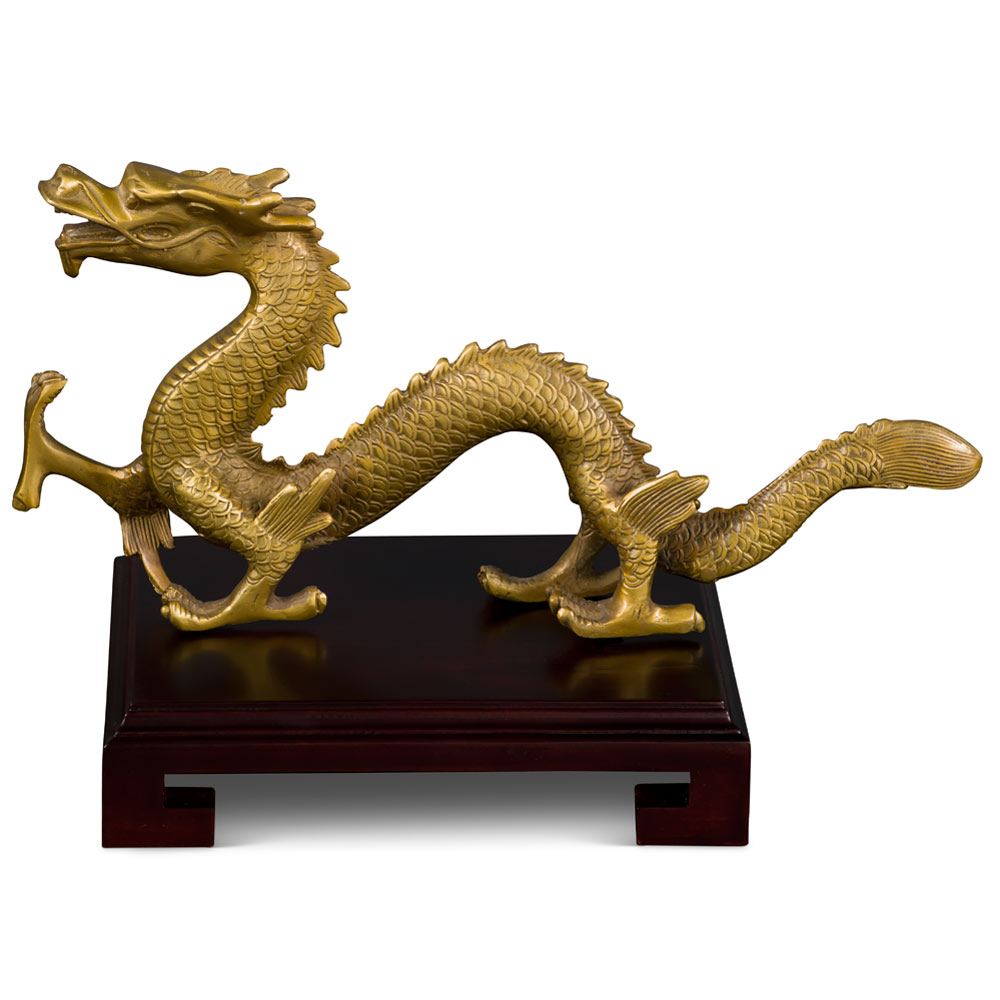 Bronze Plated Prosperity Dragon Asian Figurine