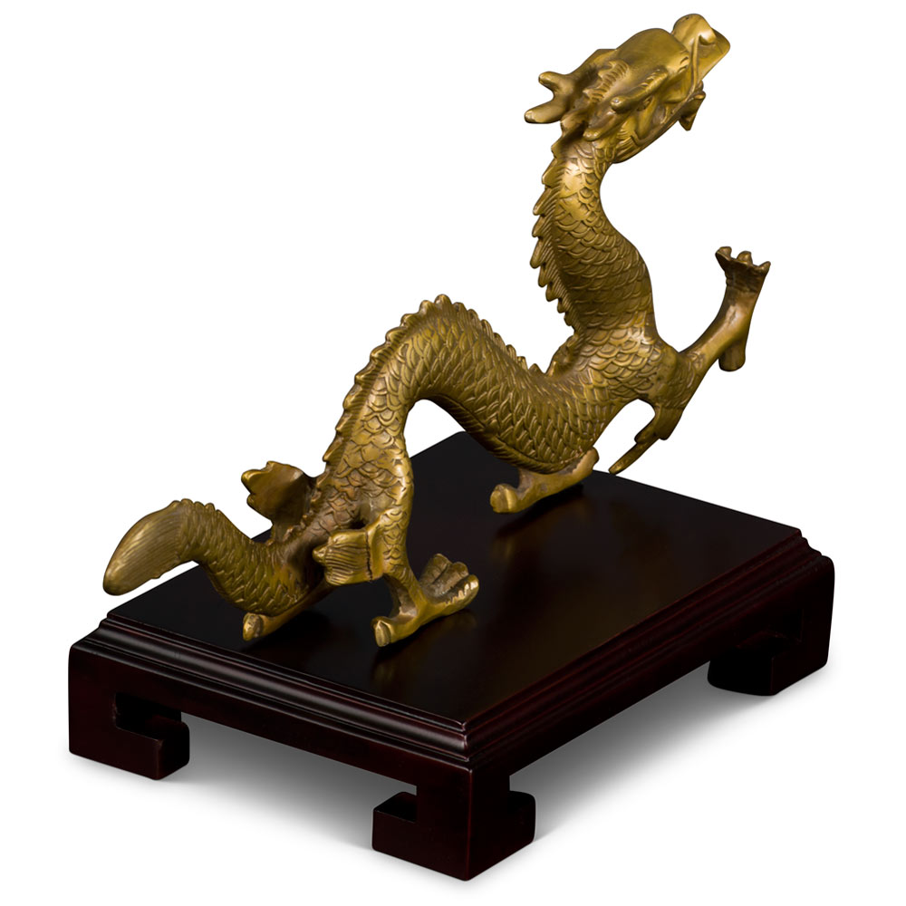 Bronze Plated Prosperity Dragon Asian Figurine