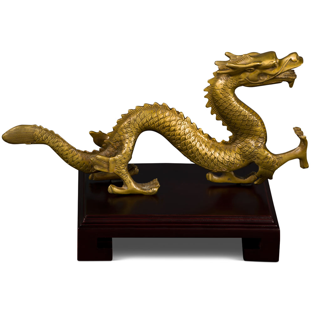 Bronze Plated Prosperity Dragon Asian Figurine