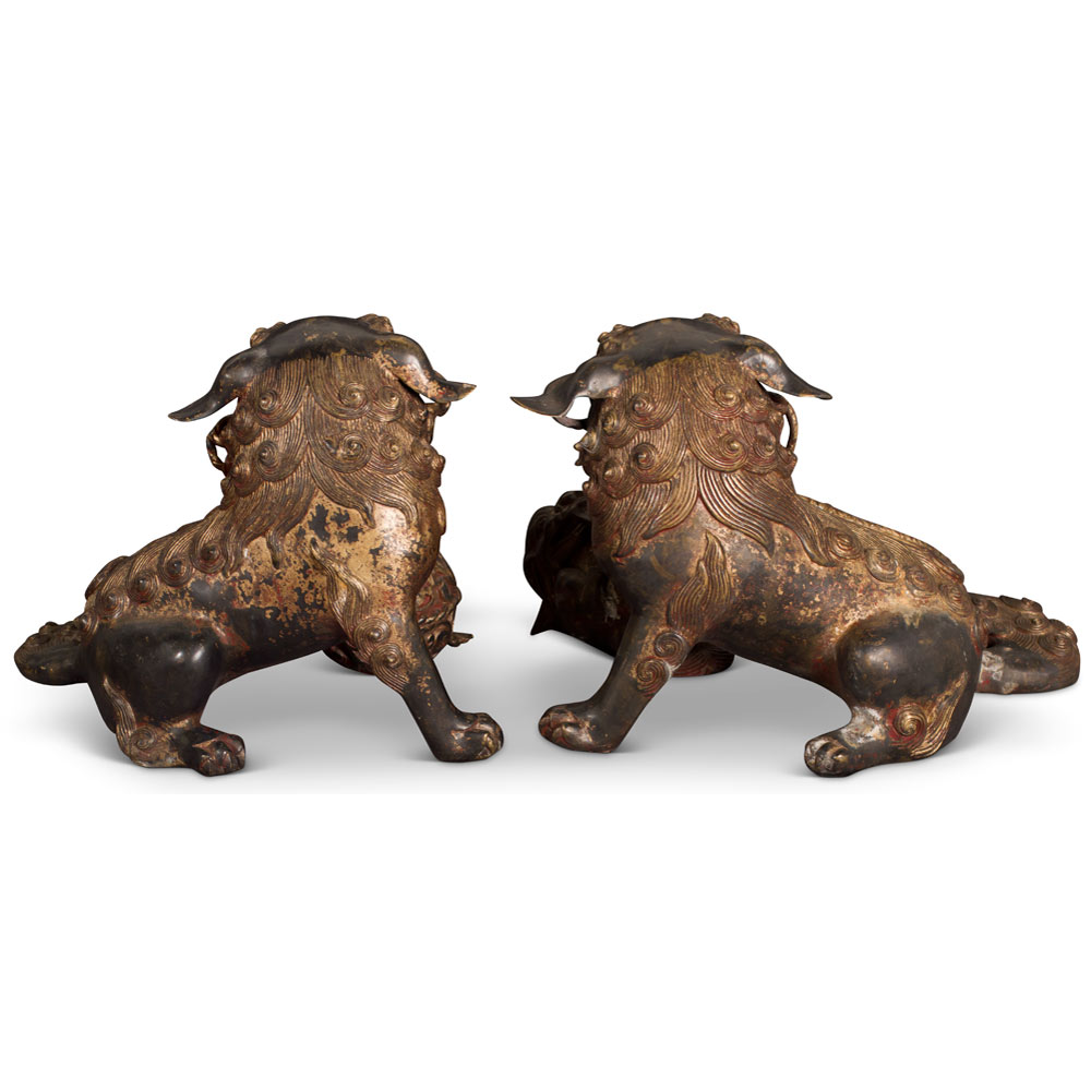 Hand Forged Large Qing Imperial Palace Foo Dogs