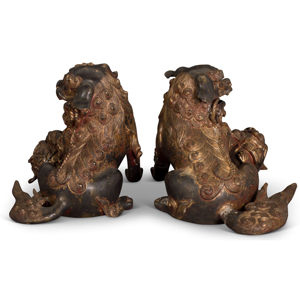 Hand Forged Large Qing Imperial Palace Foo Dogs