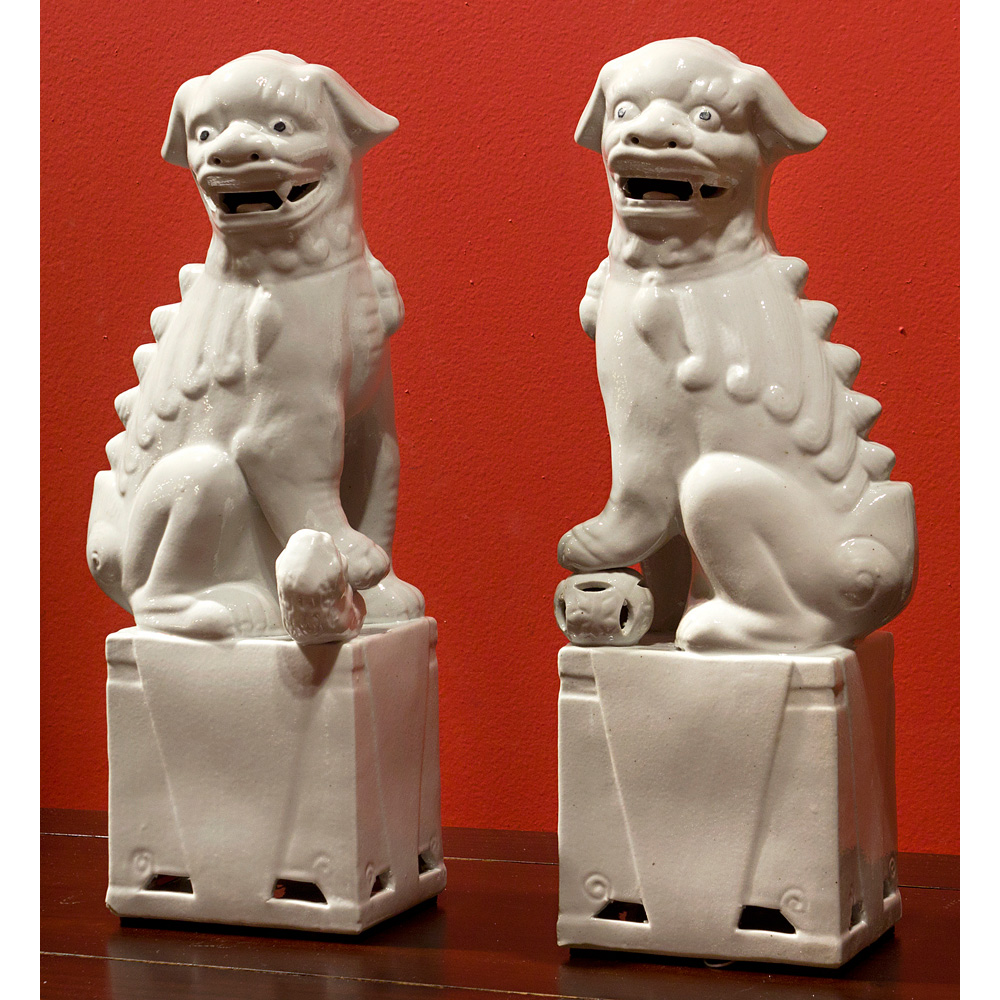 White Porcelain Foo Dog Set