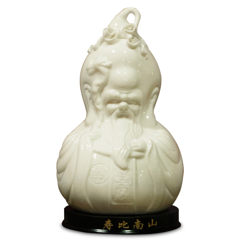 White Porcelain God of Longevity Oriental Figurine