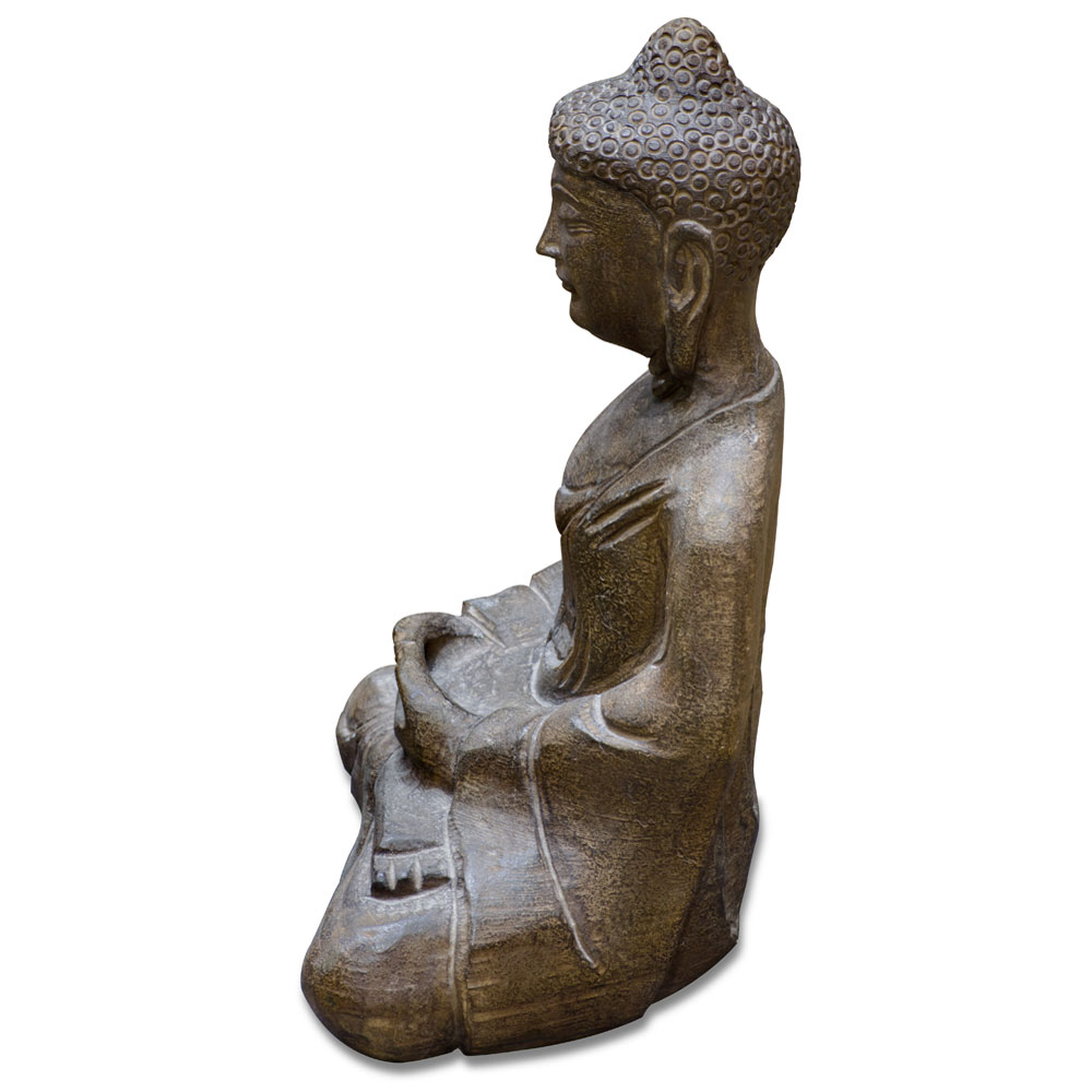 Stone Oriental Meditating Buddha Statue