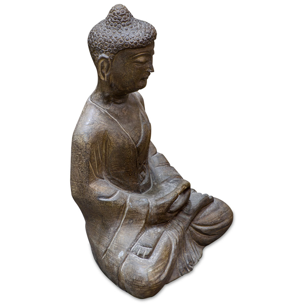 Stone Oriental Meditating Buddha Statue