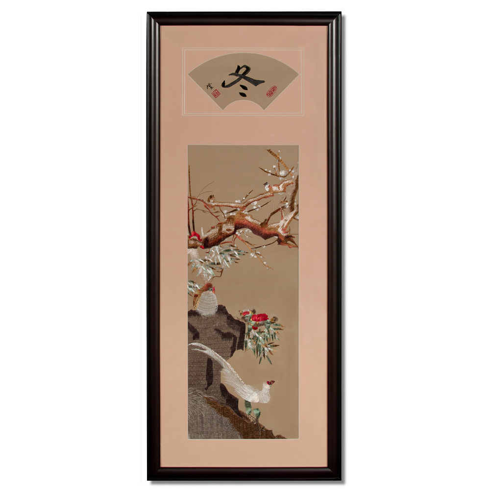 Silk Embroidery Chinese Wall Art of Four Season Flowers