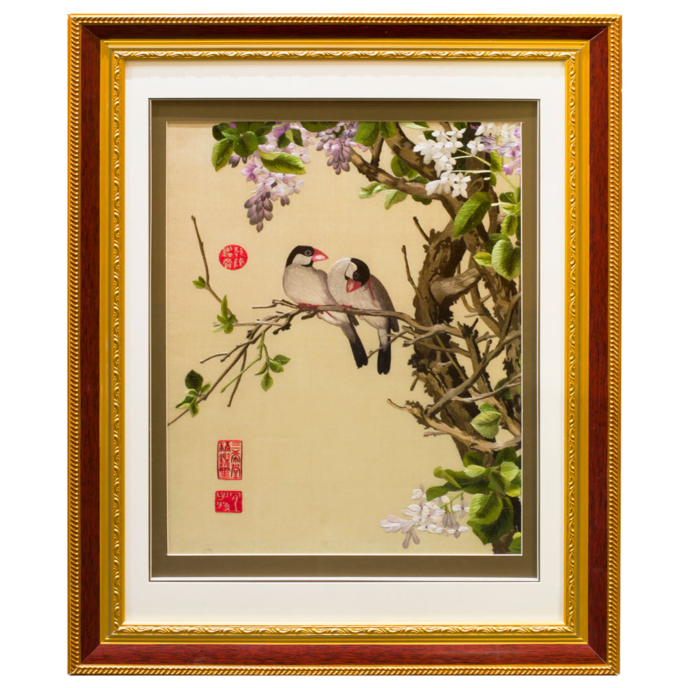 Flowers and Birds Chinese Silk Embroidery Frame