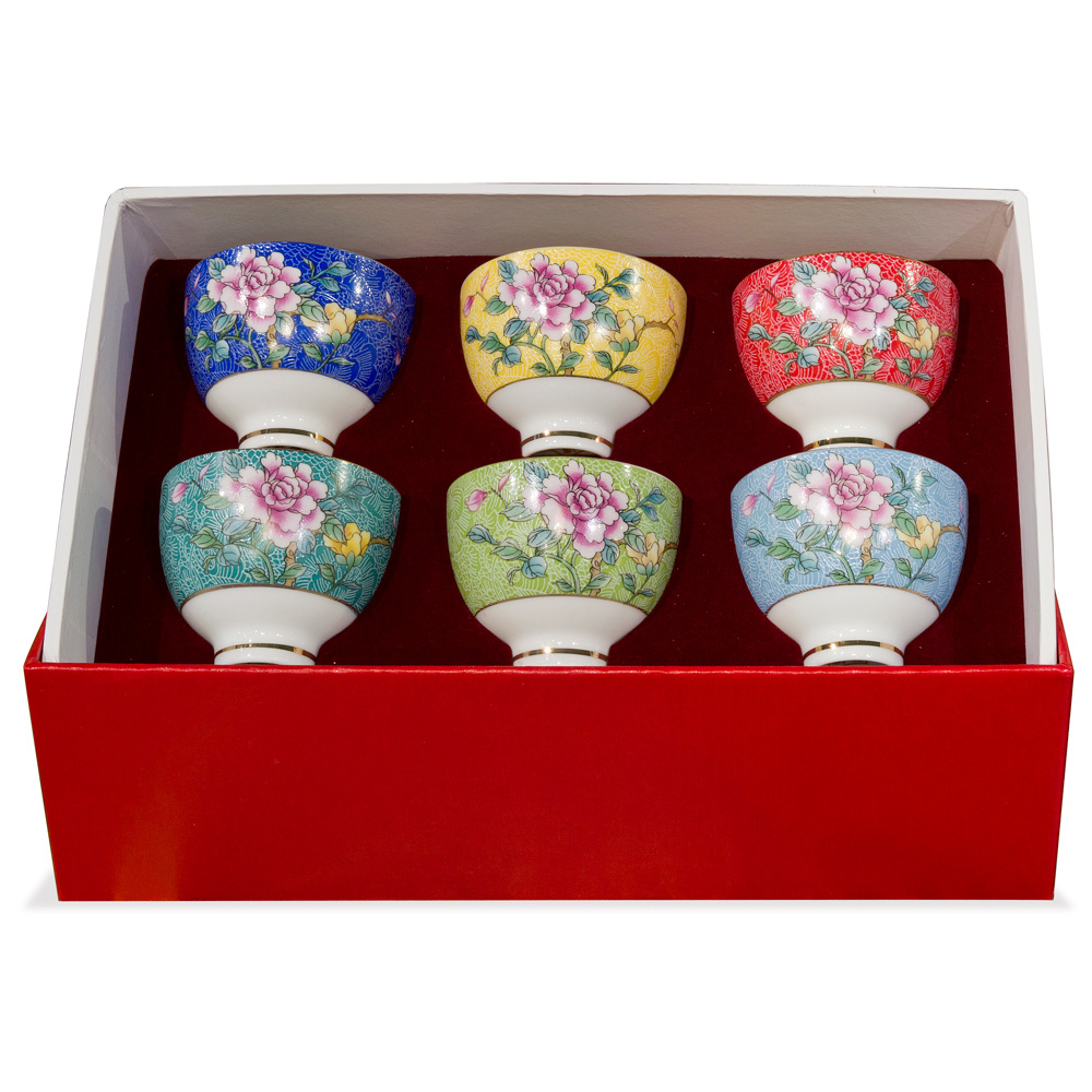 Porcelain Chinese Floral Tea Cup Set