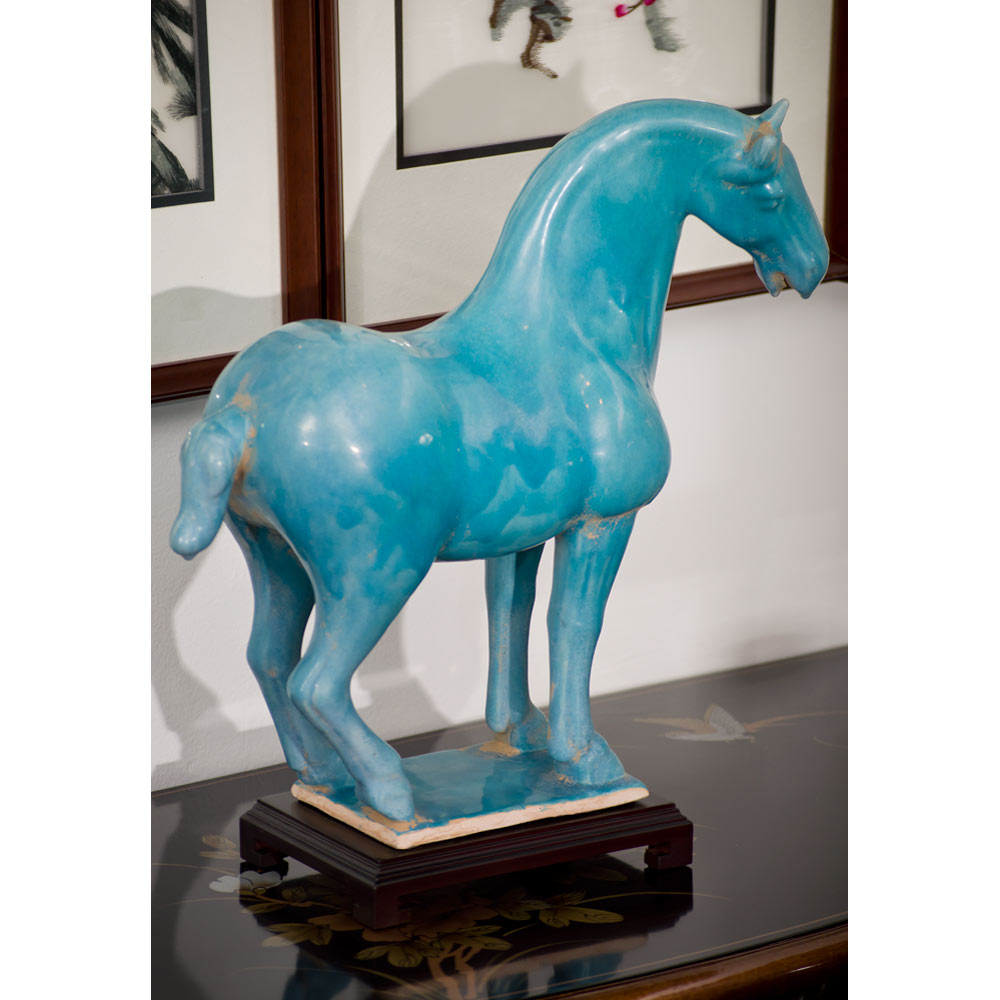 Powder Blue Glazed Ceramics Tang Dynasty Oriental Horse