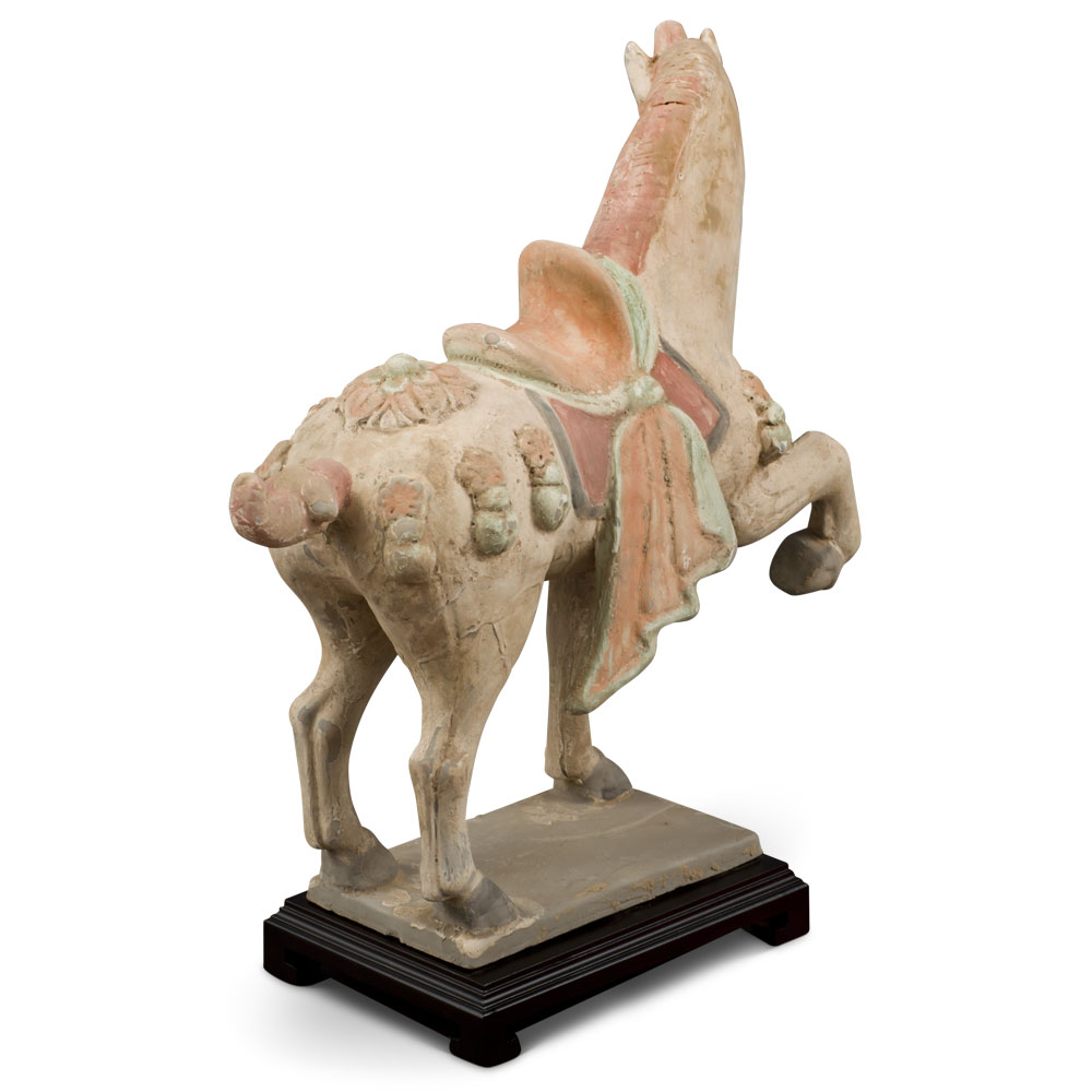 Tang Dynasty Ceramic Horse with Ornate Saddle Tomb Figurine Replica