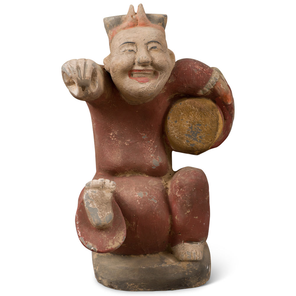 Tang Dynasty Drummer Musician Tomb Figurine