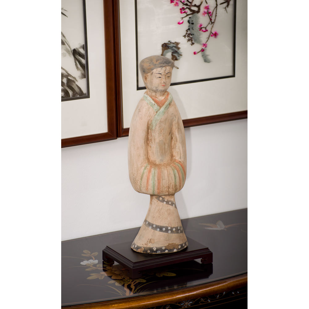 Hand-Painted Tang Dynasty Ceramic Maiden Servant Sculpture