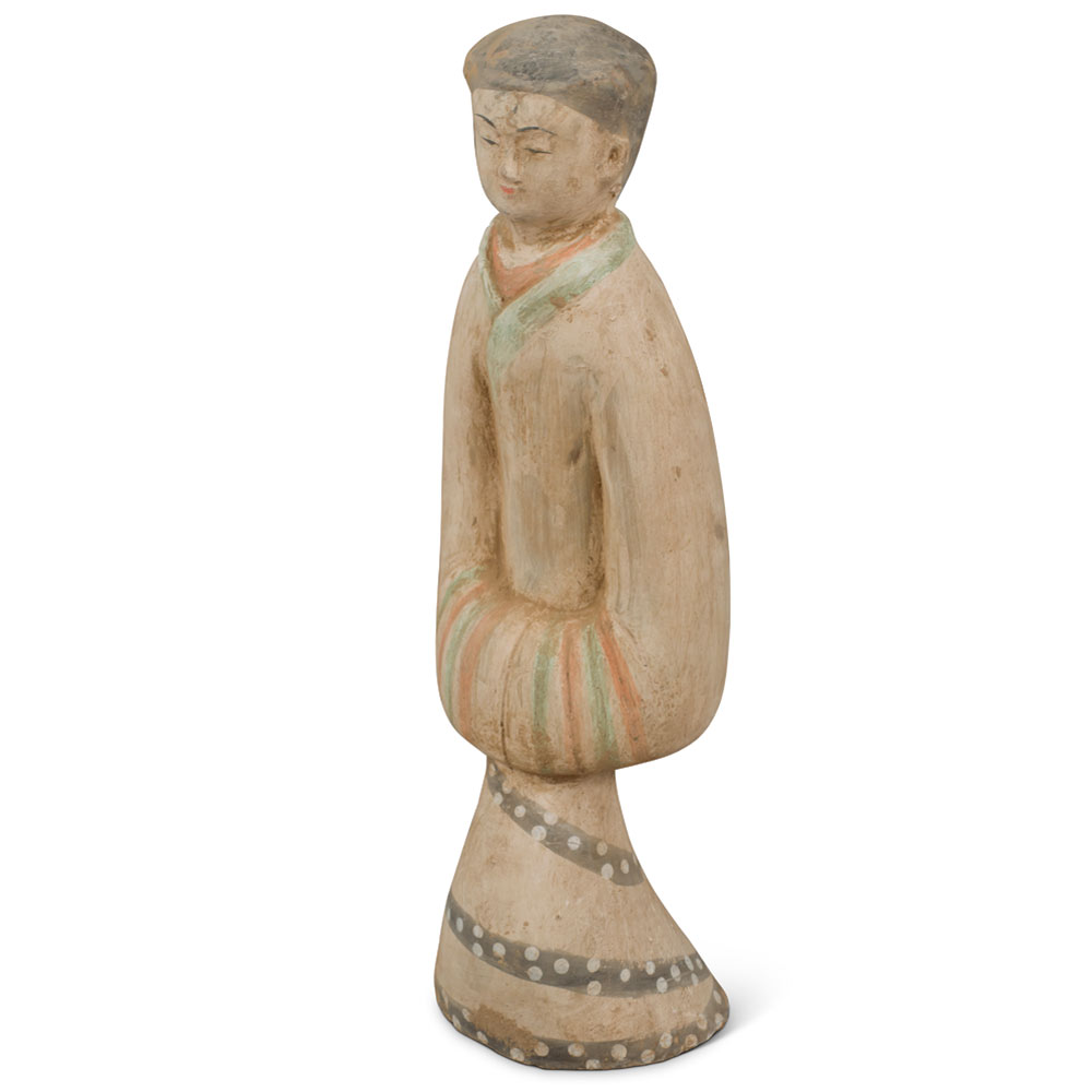 Hand-Painted Tang Dynasty Ceramic Maiden Servant Sculpture