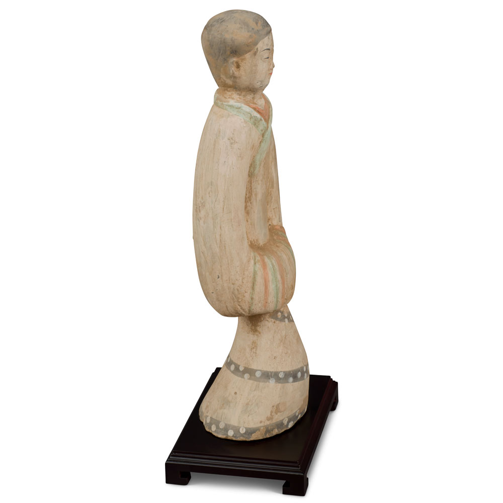 Hand-Painted Tang Dynasty Ceramic Maiden Servant Sculpture