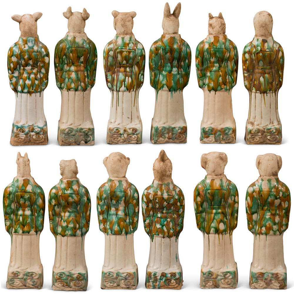 16 in Tang Dynasty Tri-Color Zodiac Figurine Set