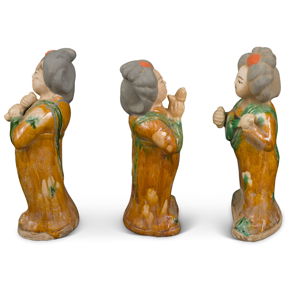 Tang Dynasty Three Women Musicians Sancai Tomb Figurine Set