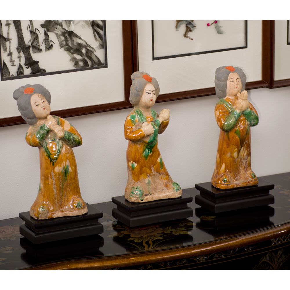 Tang Dynasty Three Women Musicians Sancai Tomb Figurine Set