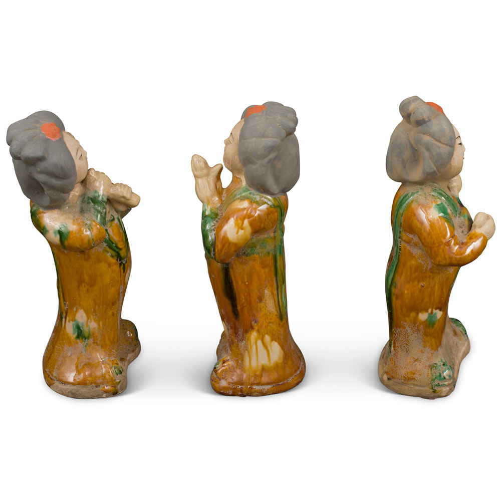 Tang Dynasty Three Women Musicians Sancai Tomb Figurine Set