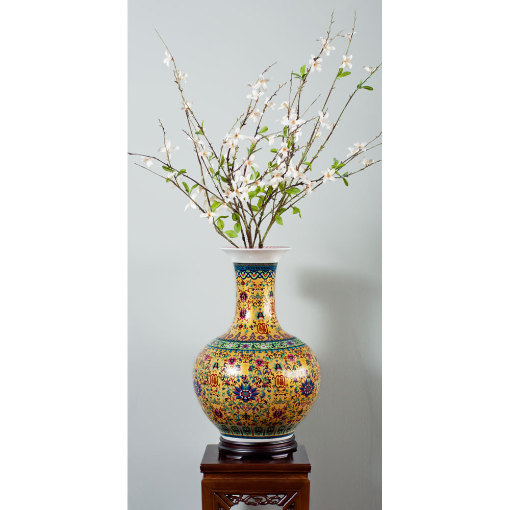 Gold Imperial Chinese Porcelain Temple Vase