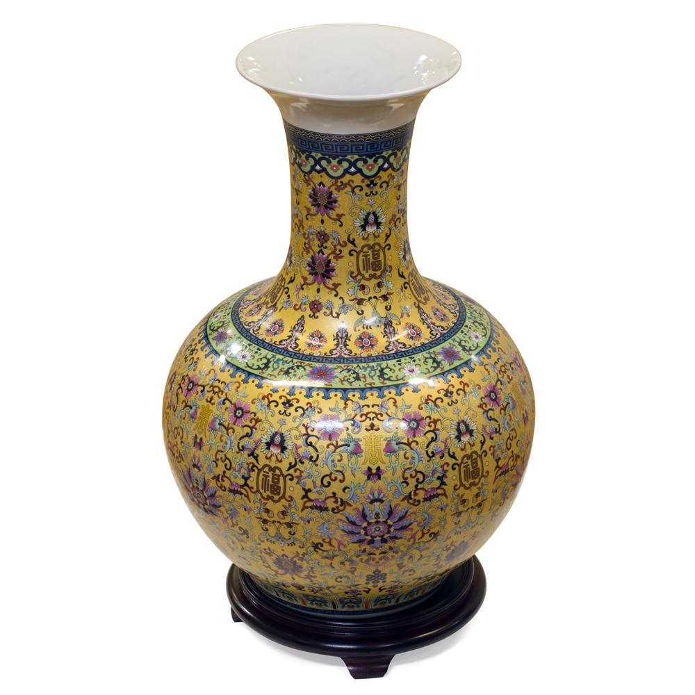 Gold Imperial Chinese Porcelain Temple Vase