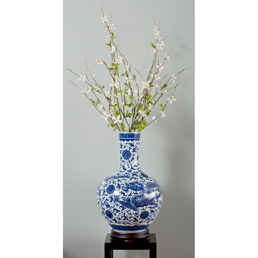 Blue and White Dragon Imperial Chinese Porcelain Temple Vase