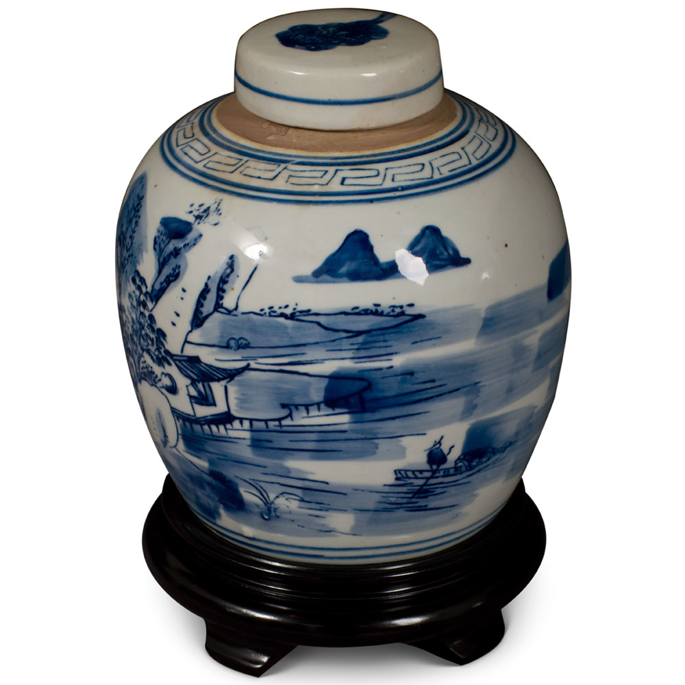 Blue and White Porcelain Scenery Chinese Jar