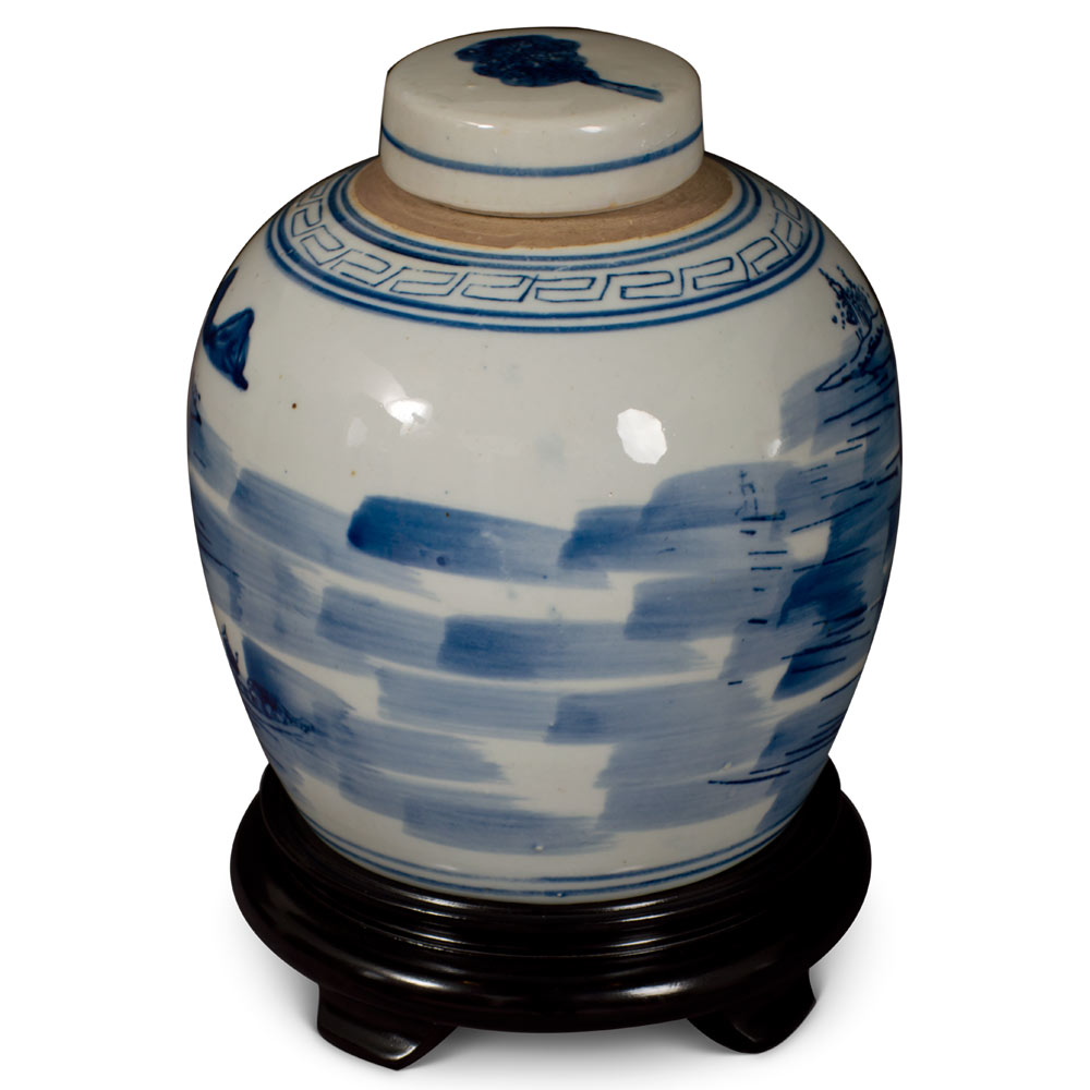 Blue and White Porcelain Scenery Chinese Jar