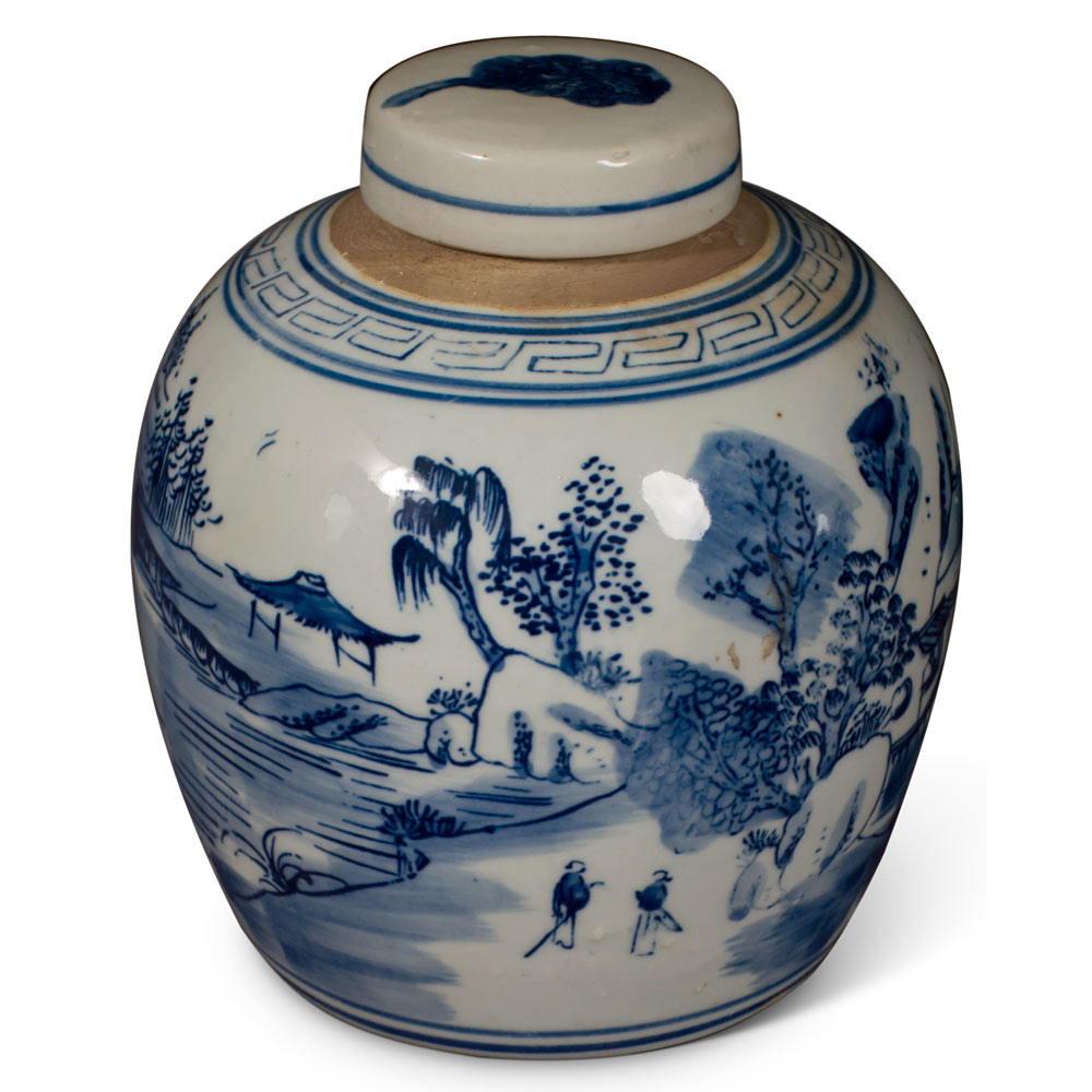 Blue and White Porcelain Scenery Chinese Jar