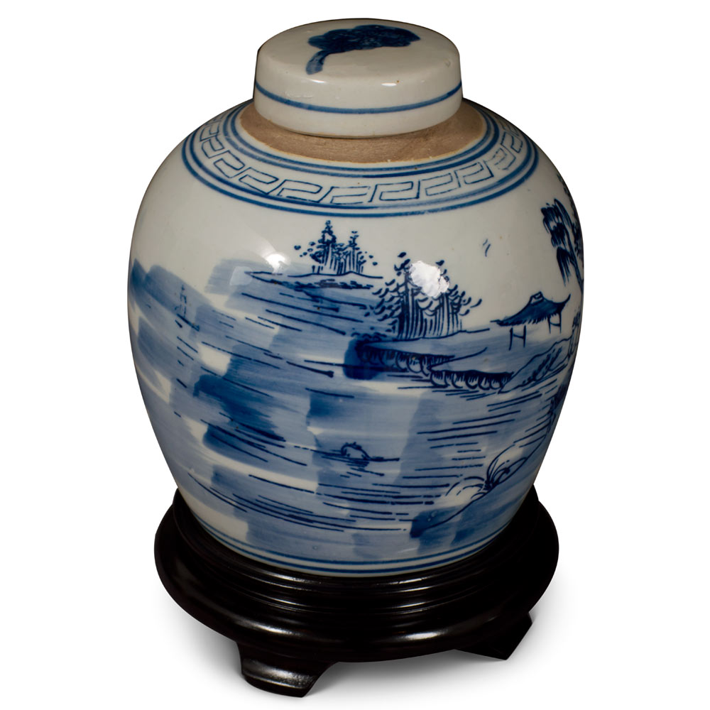 Blue and White Porcelain Scenery Chinese Jar