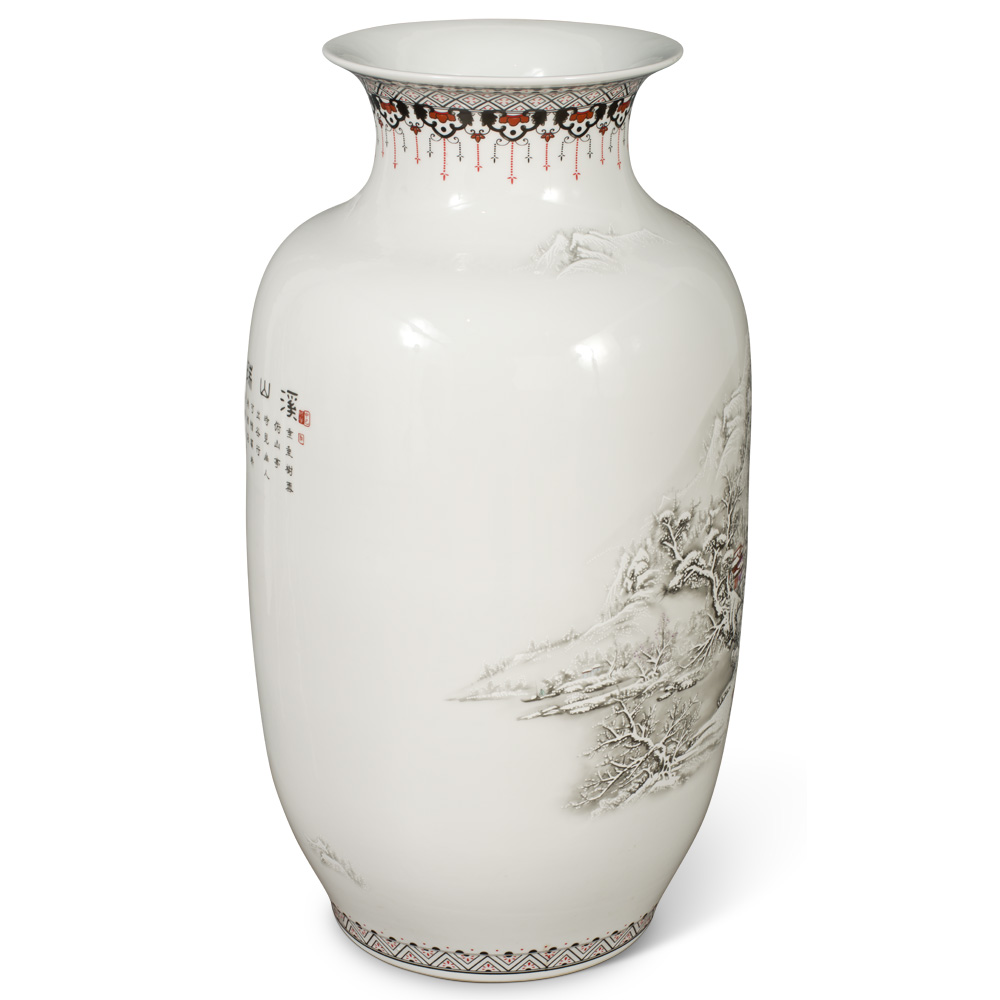 Porcelain Chinese Imperial Palace Vase with Winter Scenery