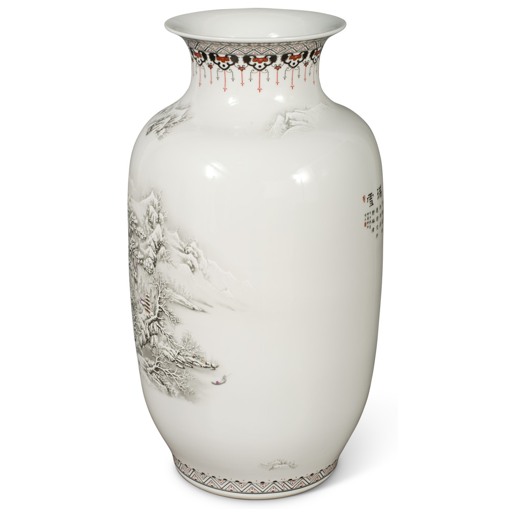 Porcelain Chinese Imperial Palace Vase with Winter Scenery