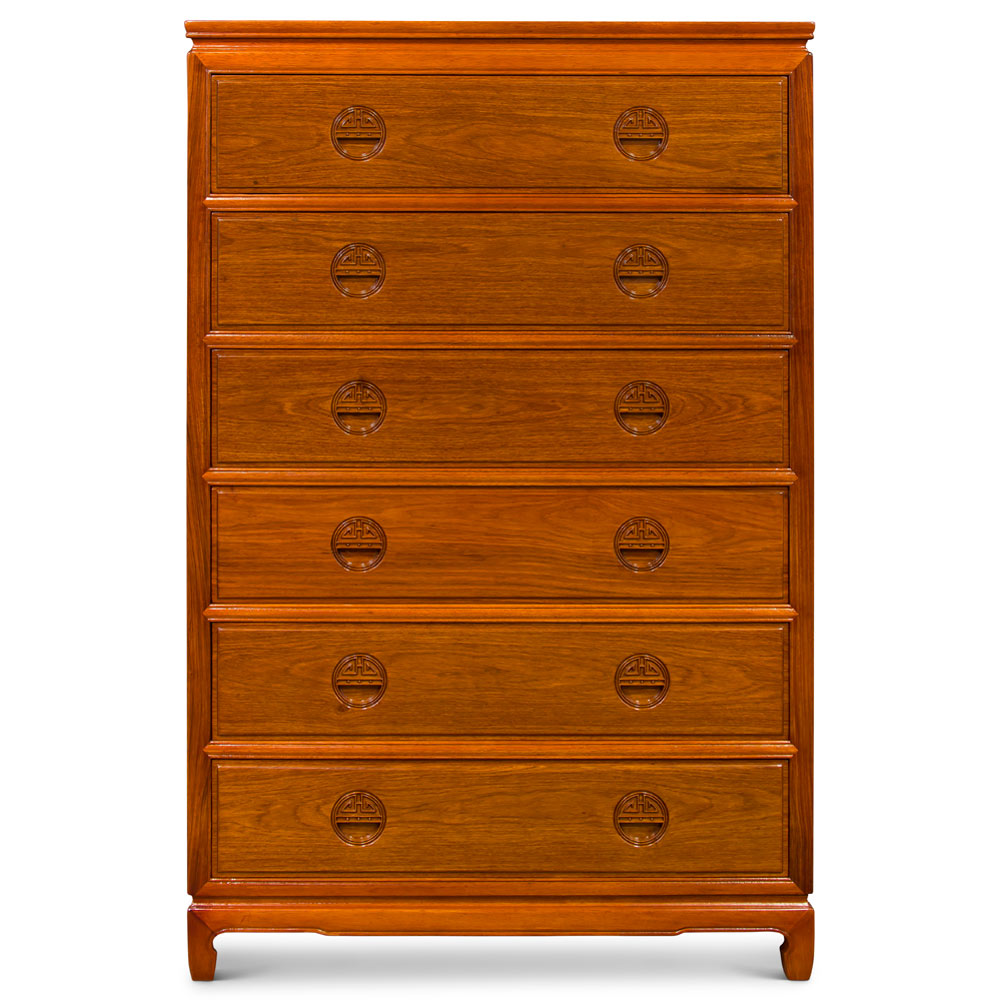 Natural Finish Rosewood Longevity High Chest of Drawers